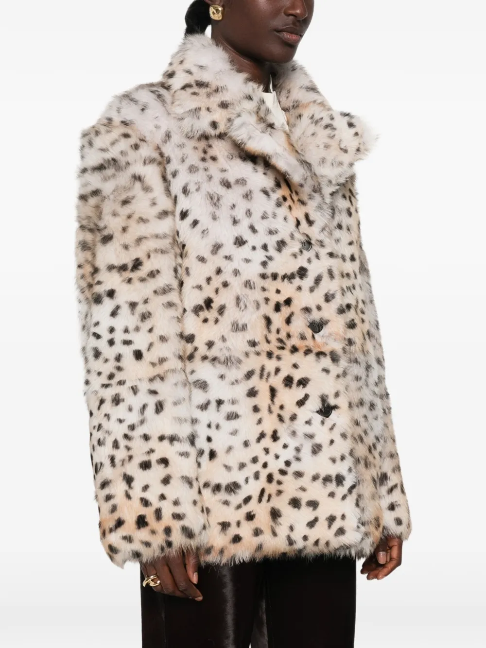 Arma Cynthia leopard-print shearling coat Beige