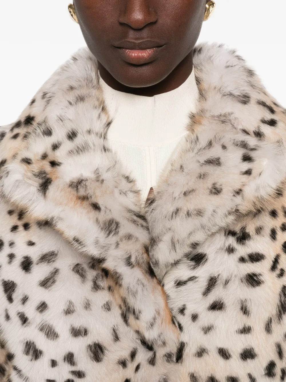Arma Cynthia leopard-print shearling coat Beige