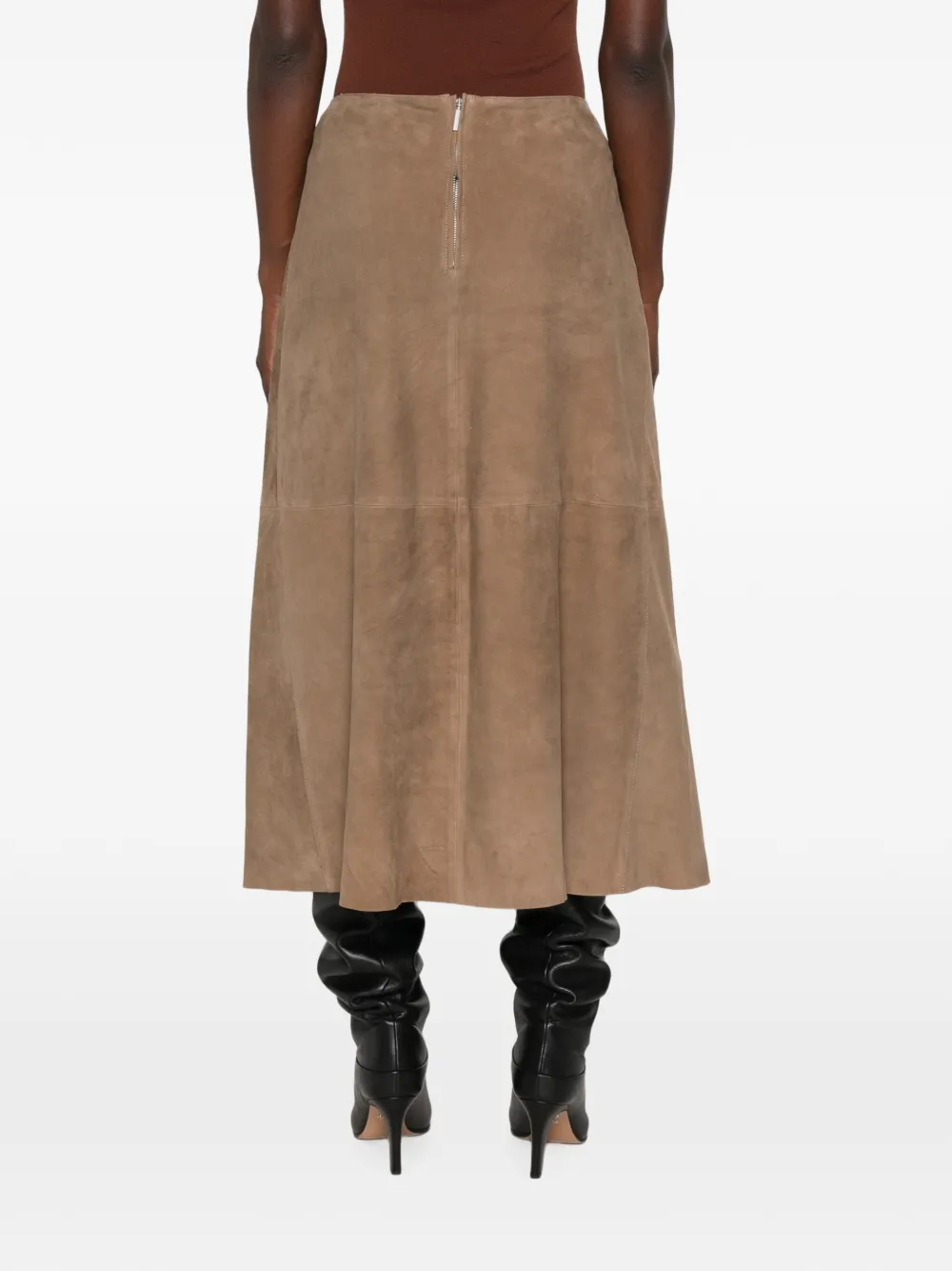 Arma Melita suède midi-rok Beige