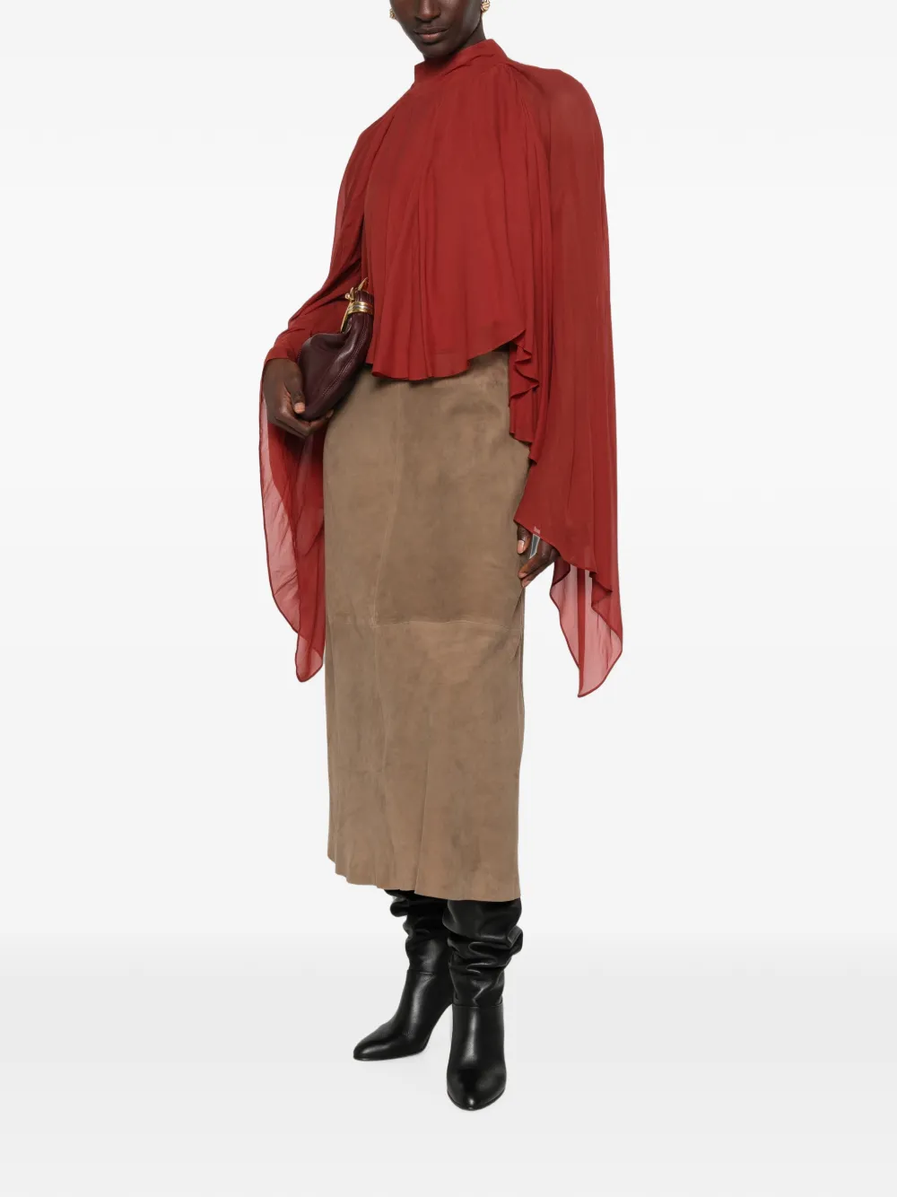 Arma Melita suède midi-rok Beige