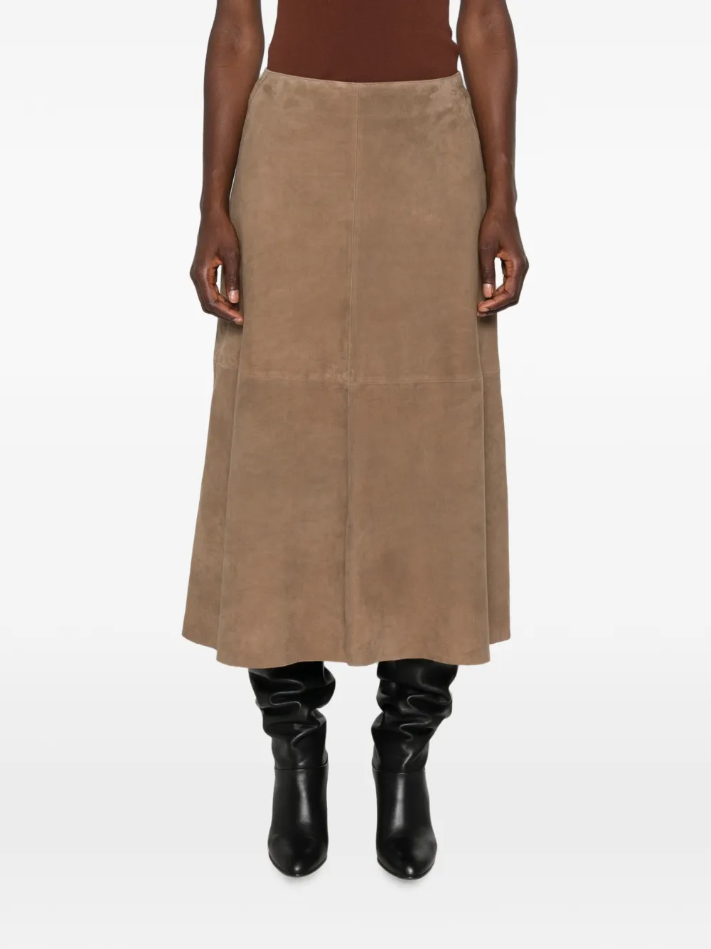 Arma Melita suède midi-rok Beige