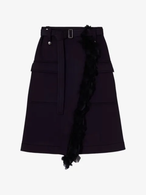 Plan C feather-trim wrap skirt