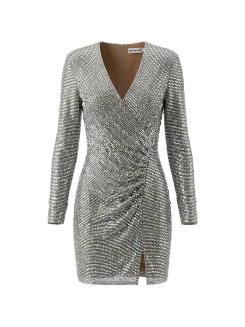 Self-Portrait rhinestone-embellished wrap-style dress