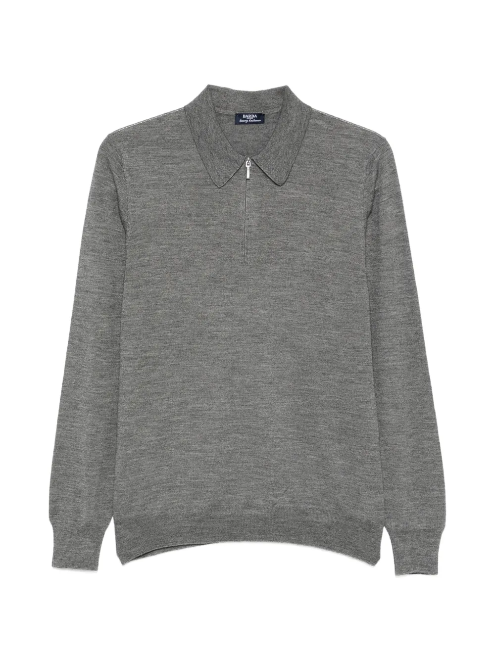 Barba zip-fastening long-sleeve polo shirt Grijs