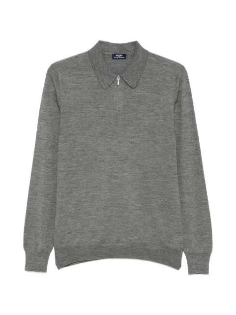 Barba zip-fastening long-sleeve polo shirt