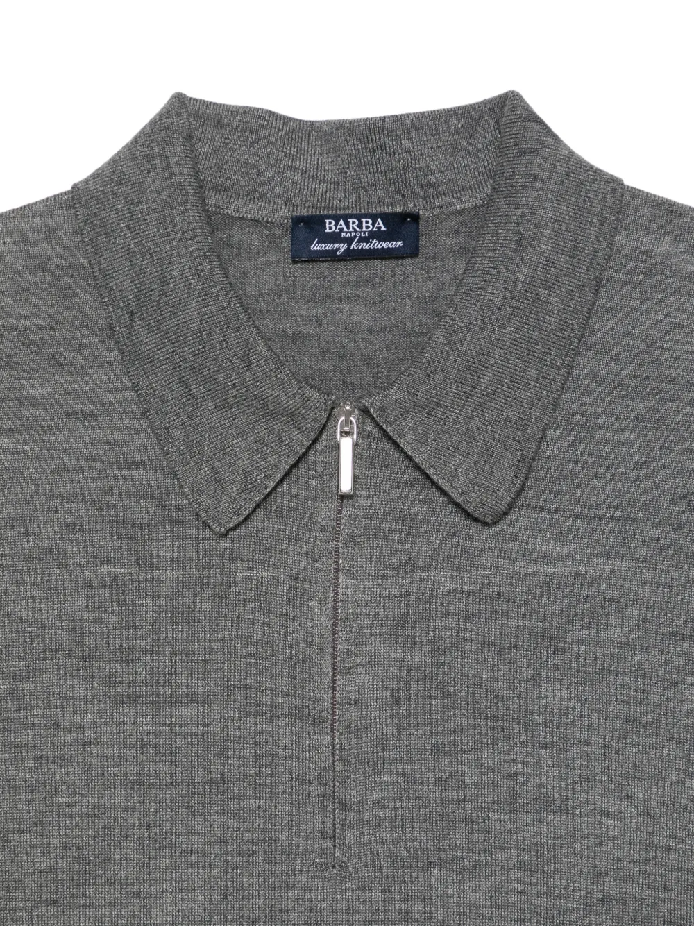Barba zip-fastening long-sleeve polo shirt Grijs