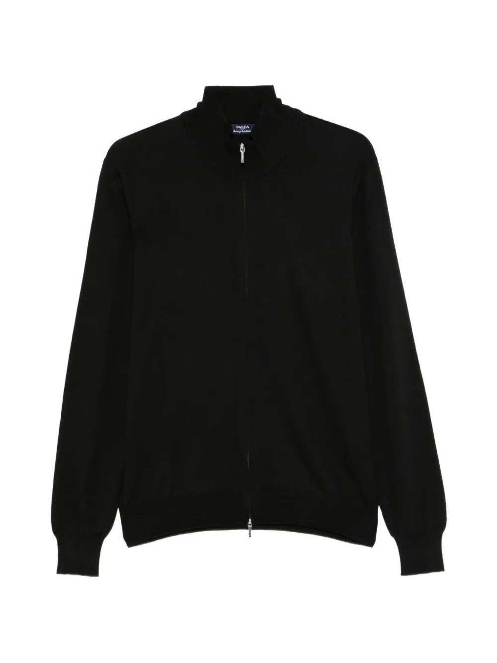 Barba zip-up knitted cardigan Zwart
