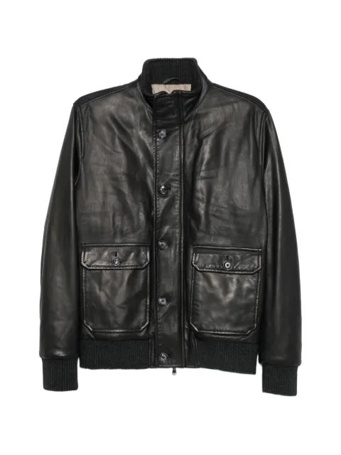 Barba high-neck leather jacket