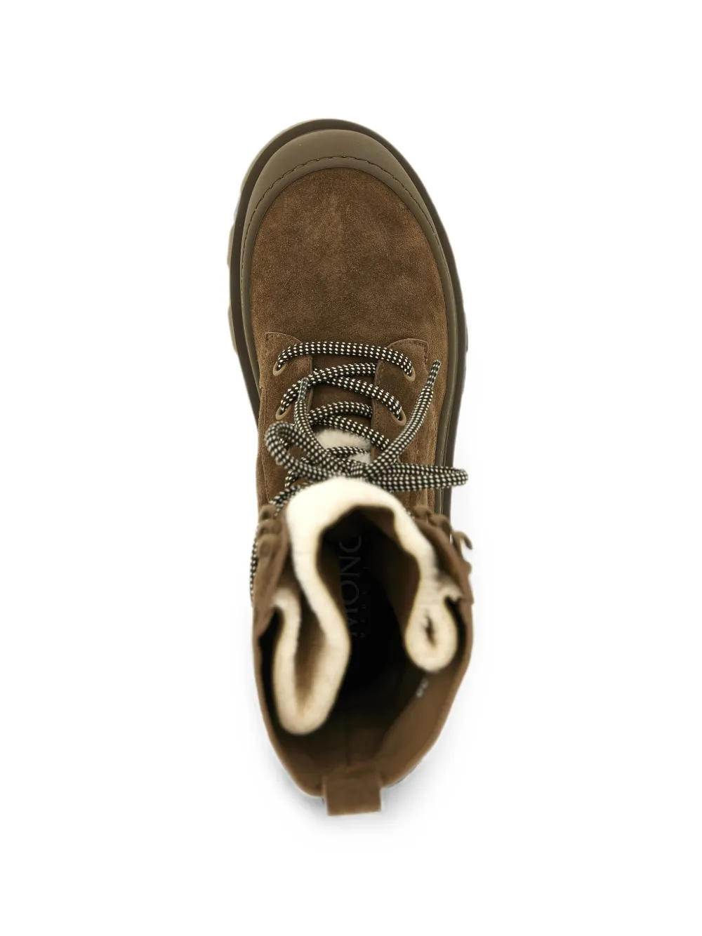 Moncler Vera High suède en lammy veterlaarzen Bruin
