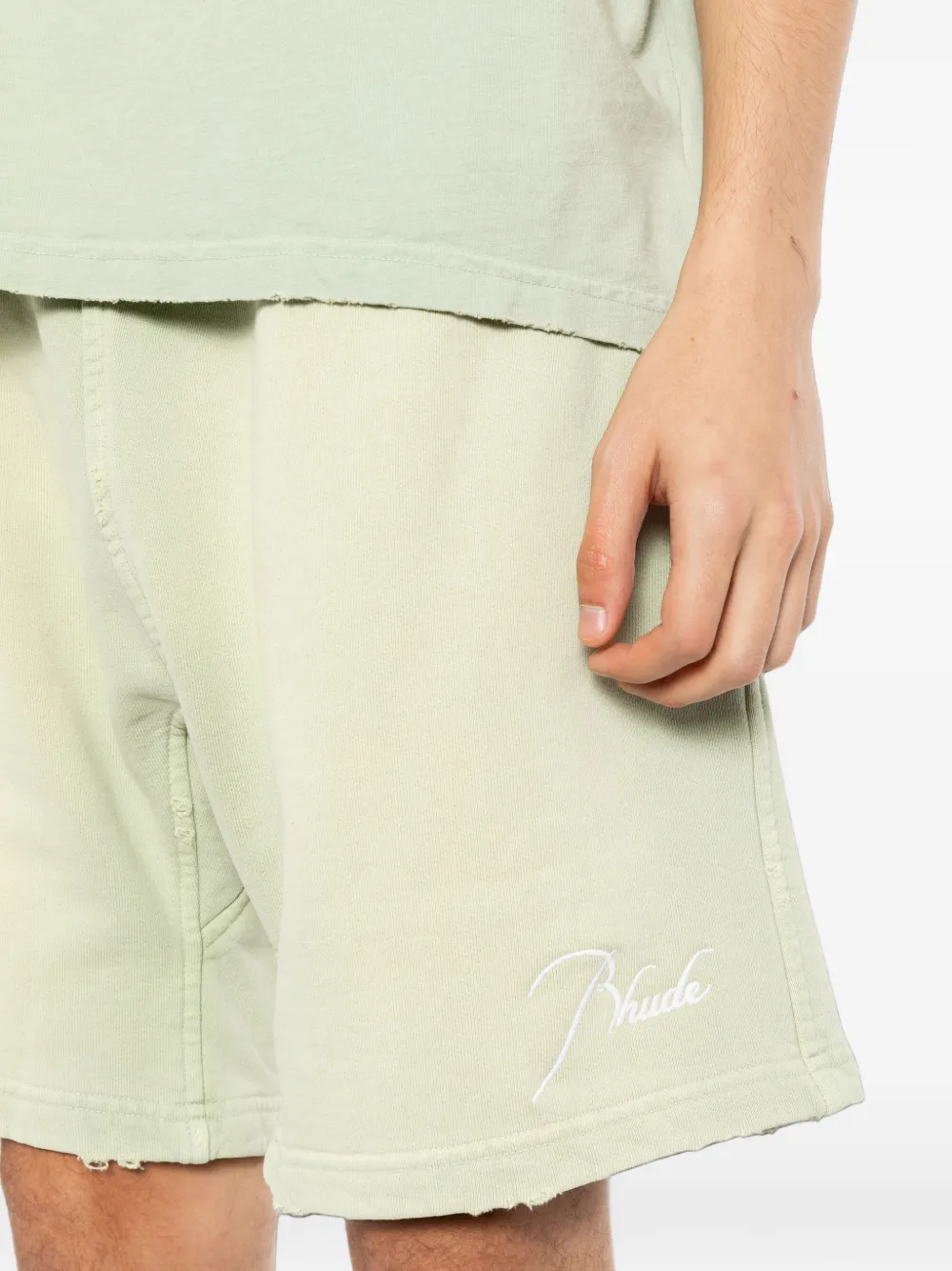 RHUDE Shorts met geborduurd logo Groen