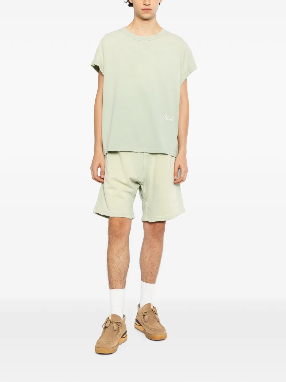 RHUDE Shorts met geborduurd logo Groen