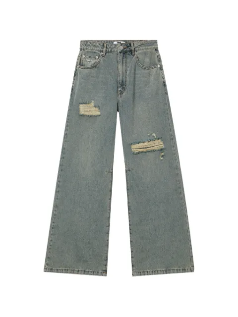 izzue distressed wide-leg jeans