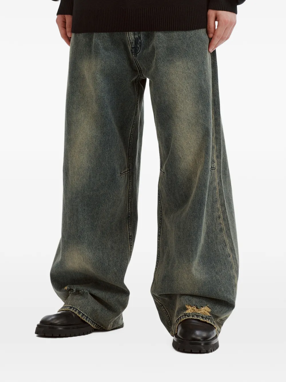 izzue Gerafelde jeans met vervaagd effect Blauw