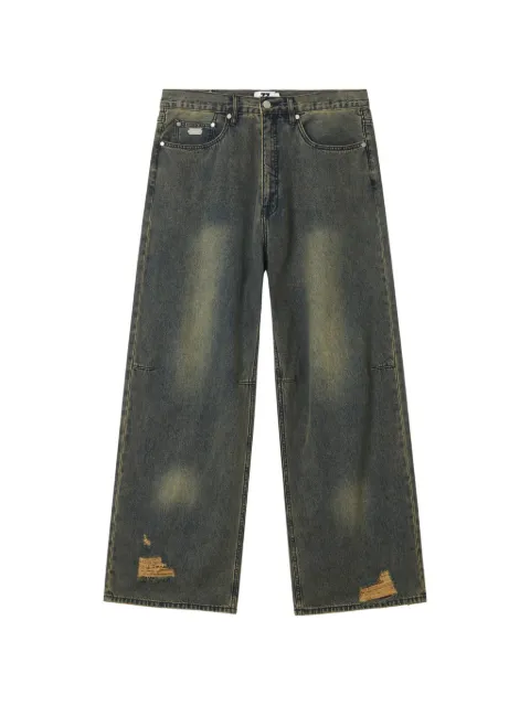 izzue distressed faded-wash jeans