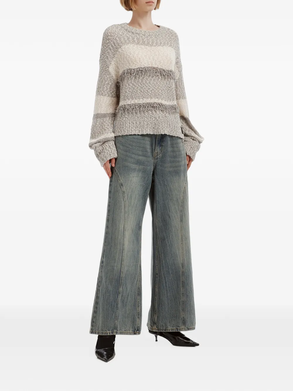 izzue Jeans met wijde pijpen en naad detail Blauw