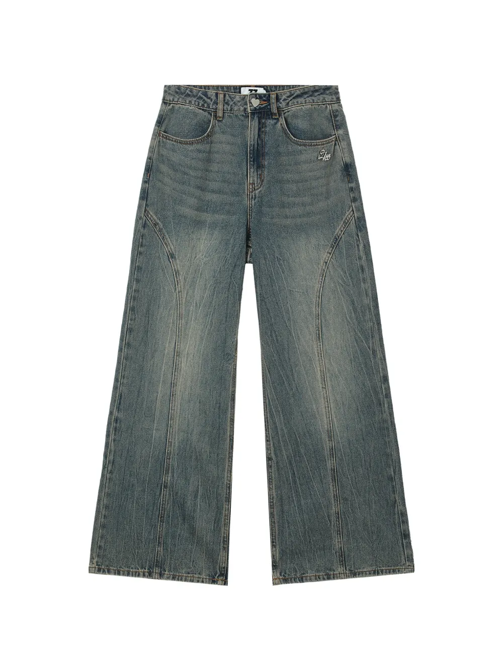 izzue seam-detail wide-leg jeans - Blu