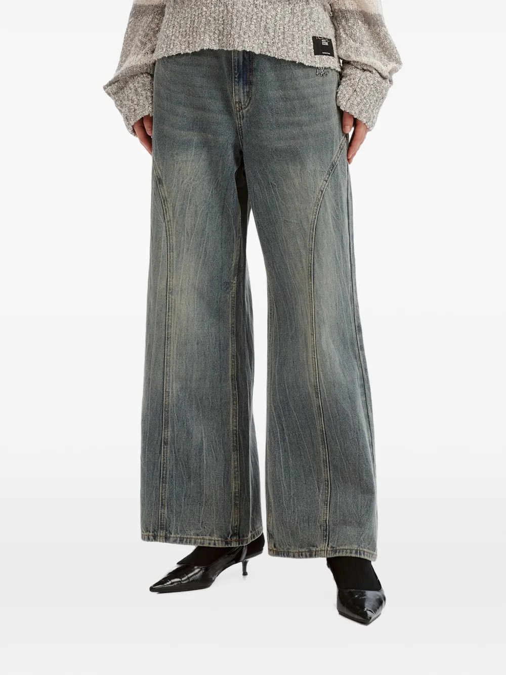 izzue Jeans met wijde pijpen en naad detail Blauw