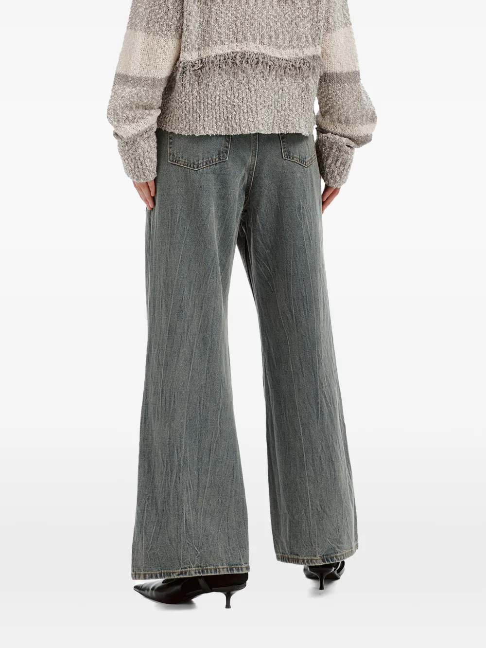 izzue Jeans met wijde pijpen en naad detail Blauw
