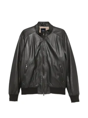 Emporio Armani レザー ボンバージャケット | ブラック | FARFETCH JP