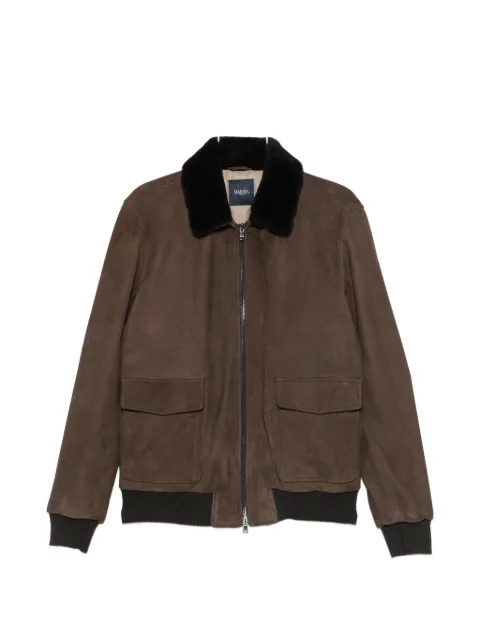 Barba Boston shearling-collar suede jacket