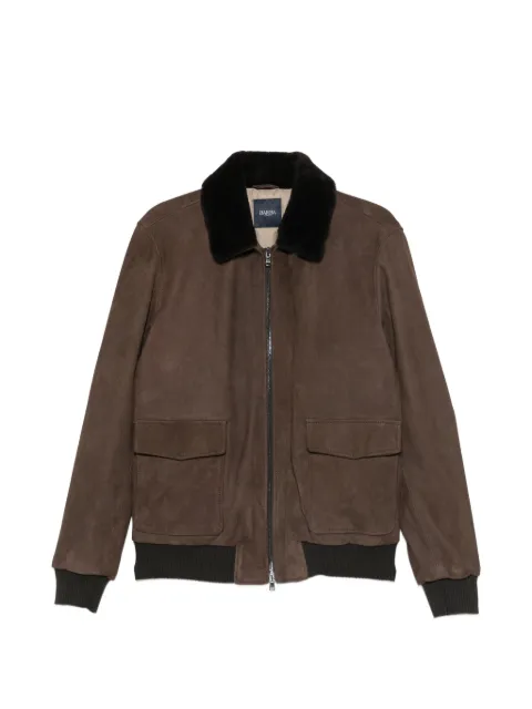 Barba Boston shearling-collar suede jacket