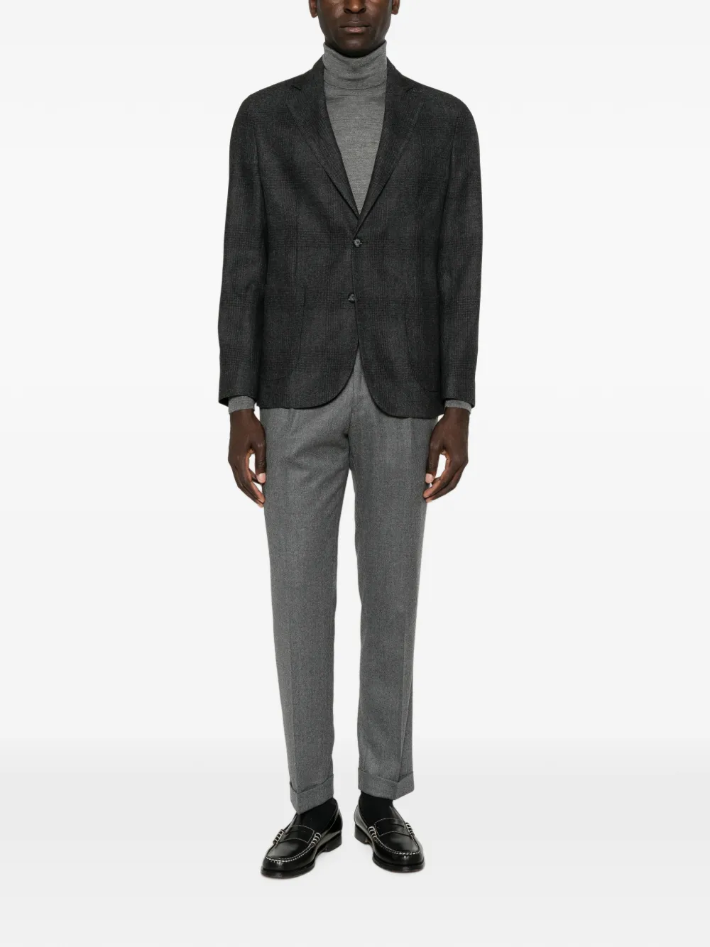 Barba Geruite blazer Grijs