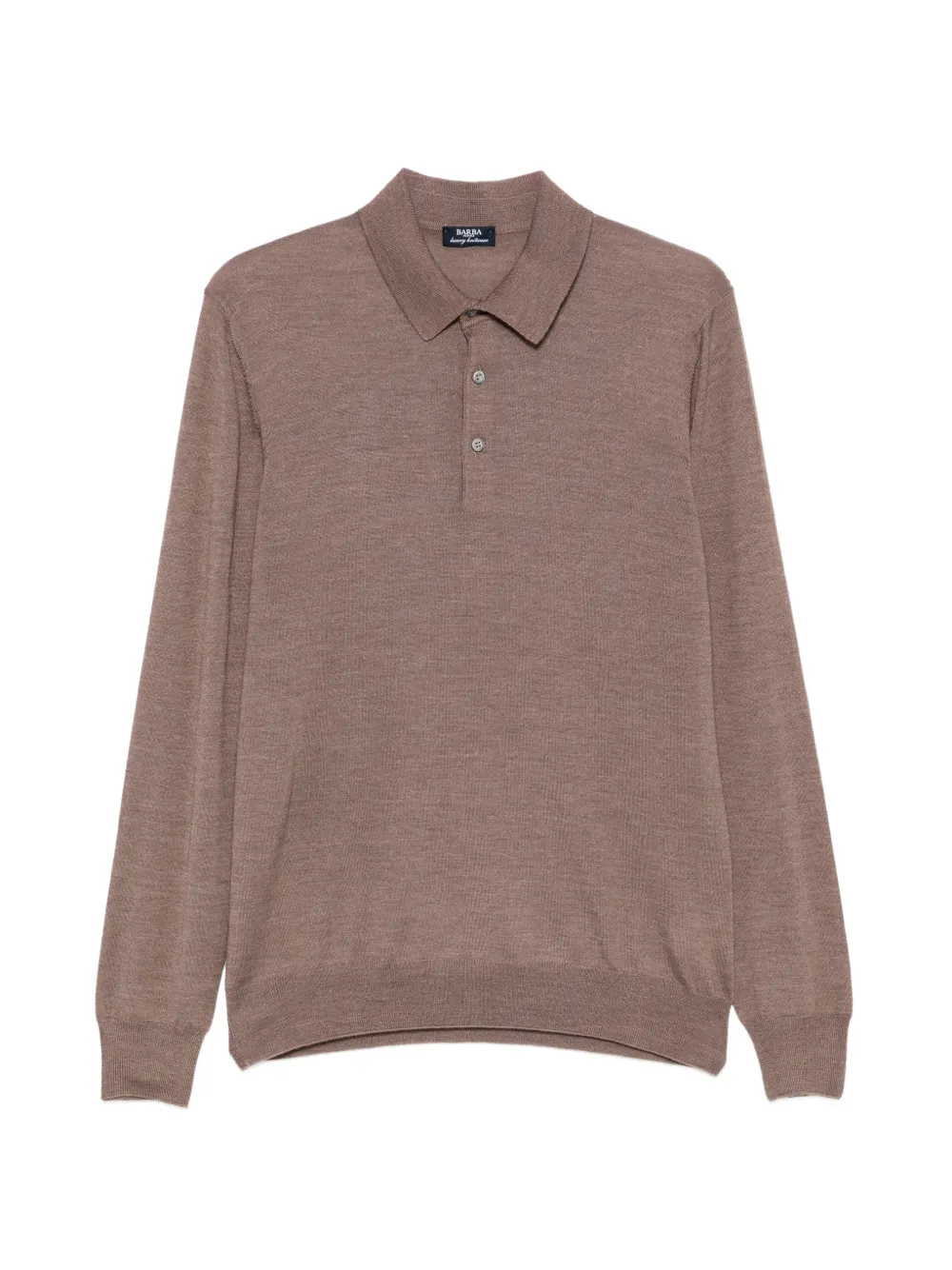 Barba long-sleeve knitted polo shirt Bruin