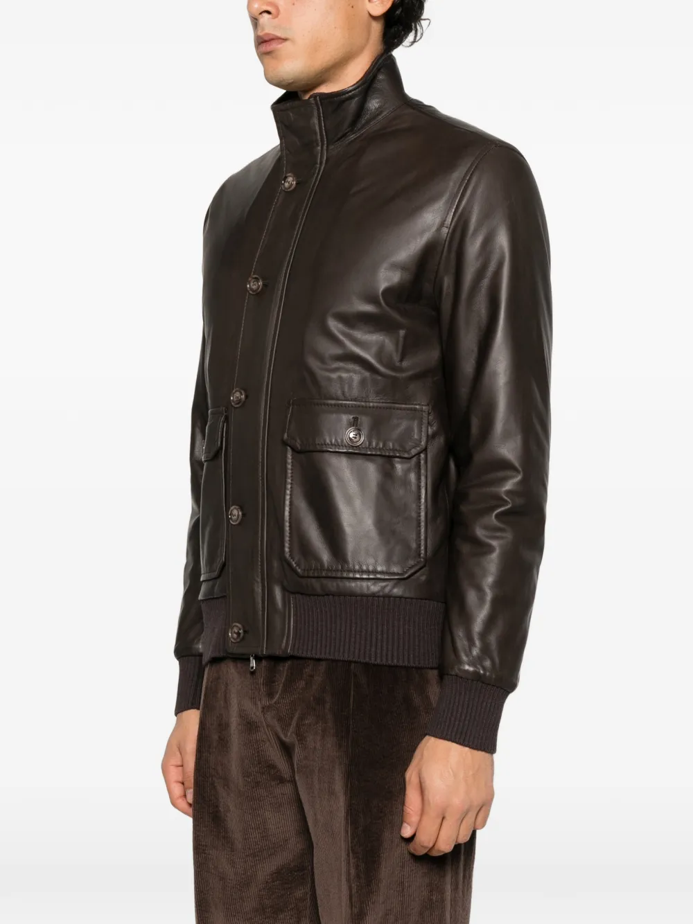 Barba Lava leather bomber jacket Bruin