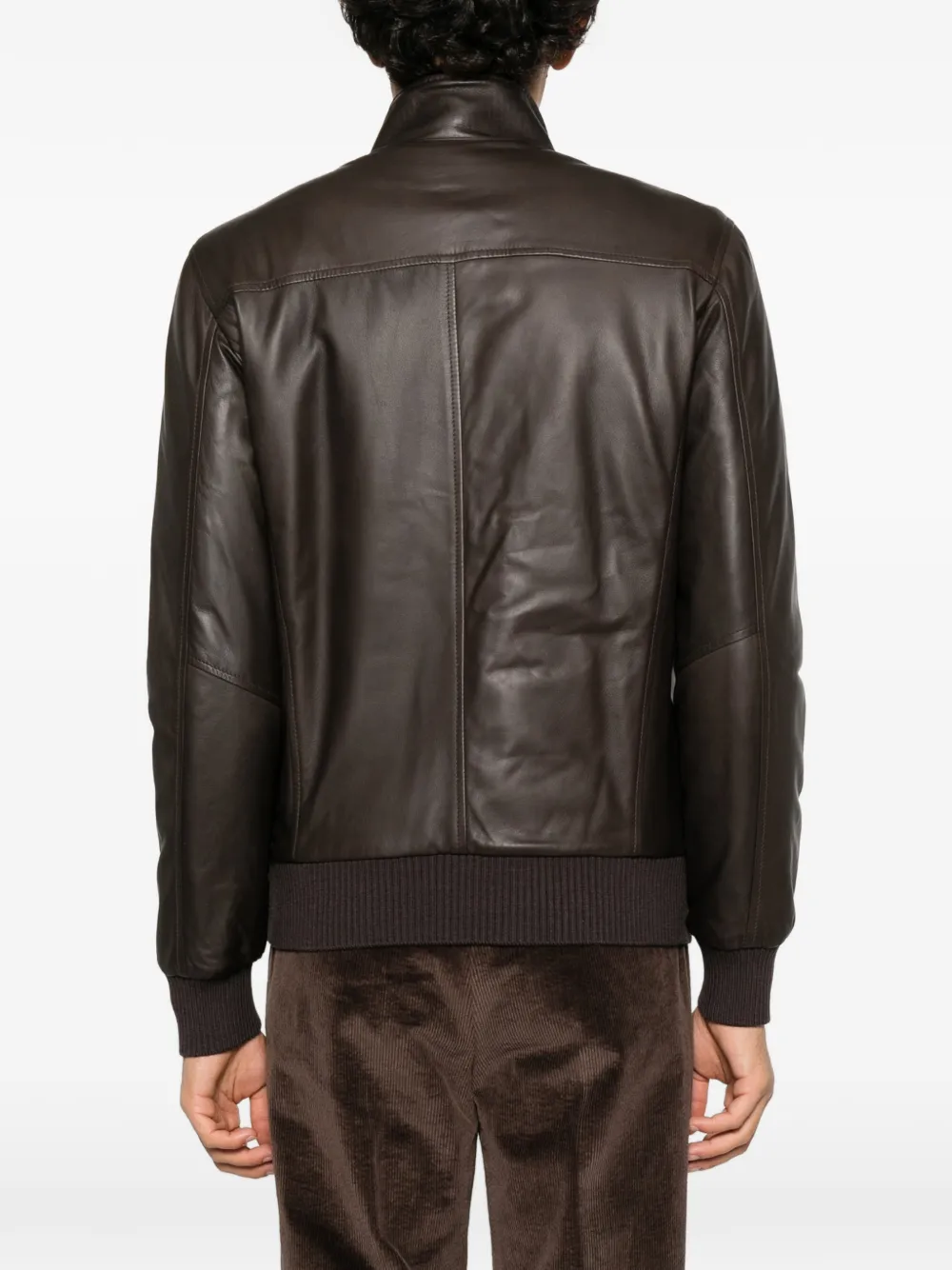 Barba Lava leather bomber jacket Bruin