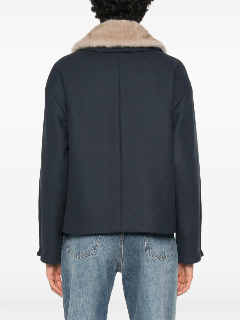 Herno Jack met kraag van imitatiebont en rits Blauw