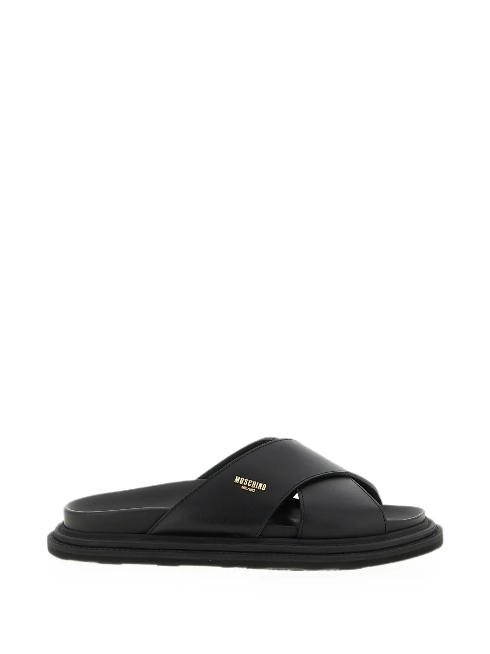 Moschino logo-plaque crossover-strap sandals - Nero