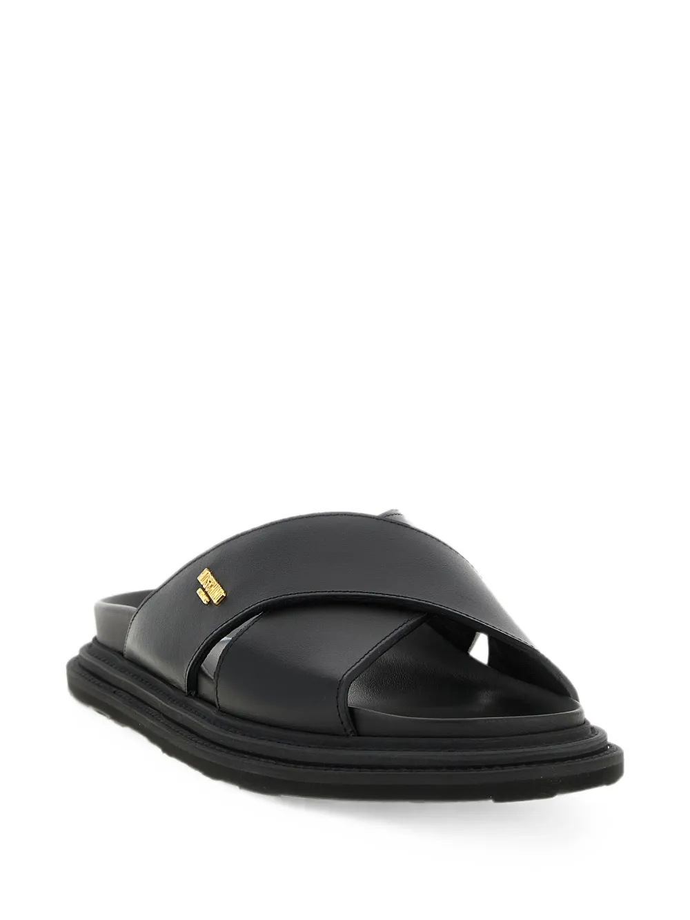 Moschino logo-plaque crossover-strap sandals Zwart