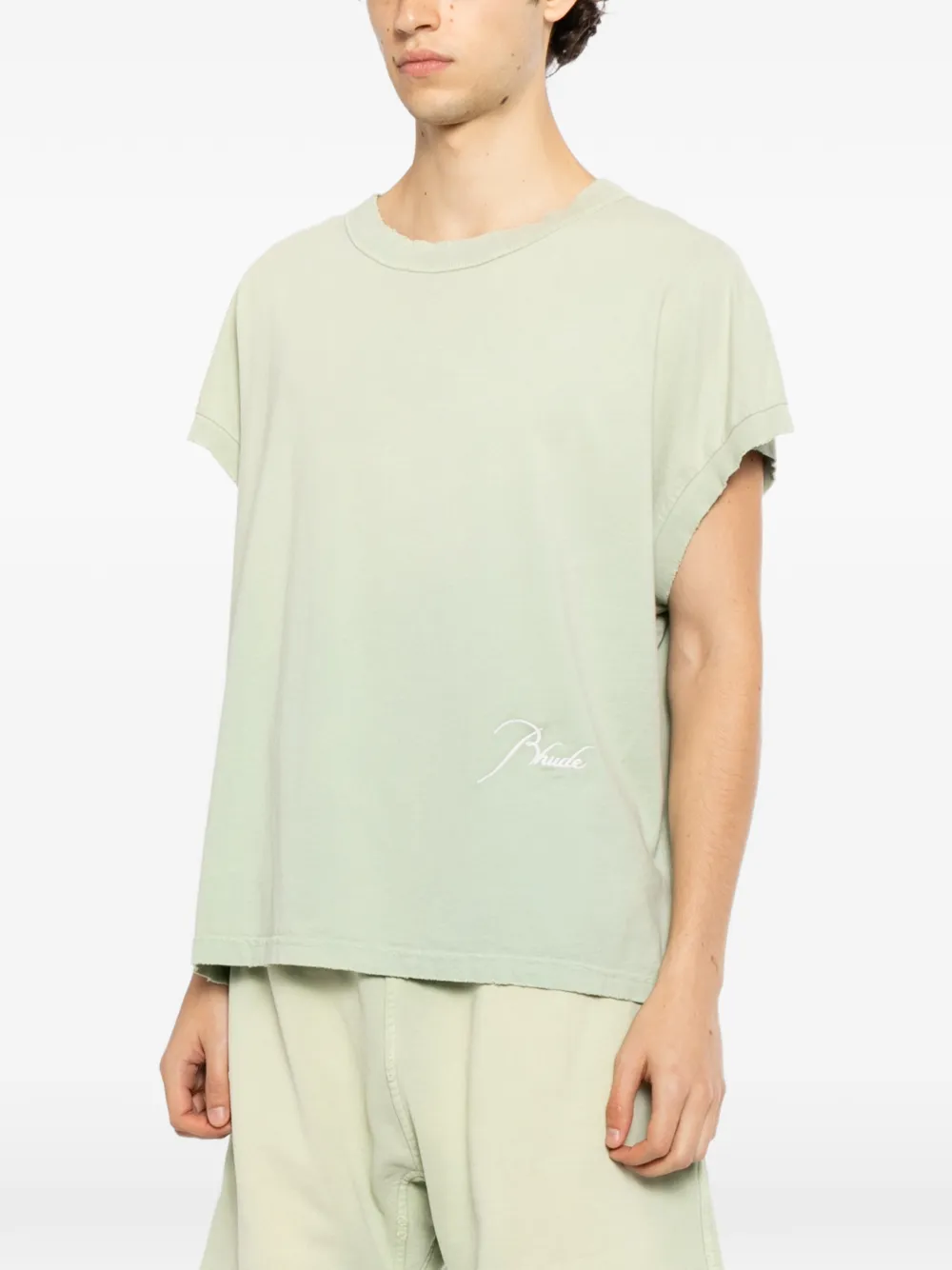 RHUDE T-shirt met gewassen-effect Groen