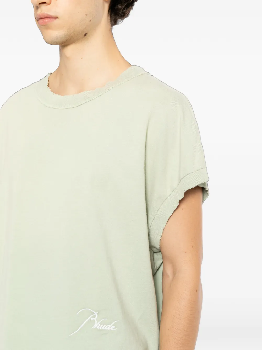 RHUDE T-shirt met gewassen-effect Groen