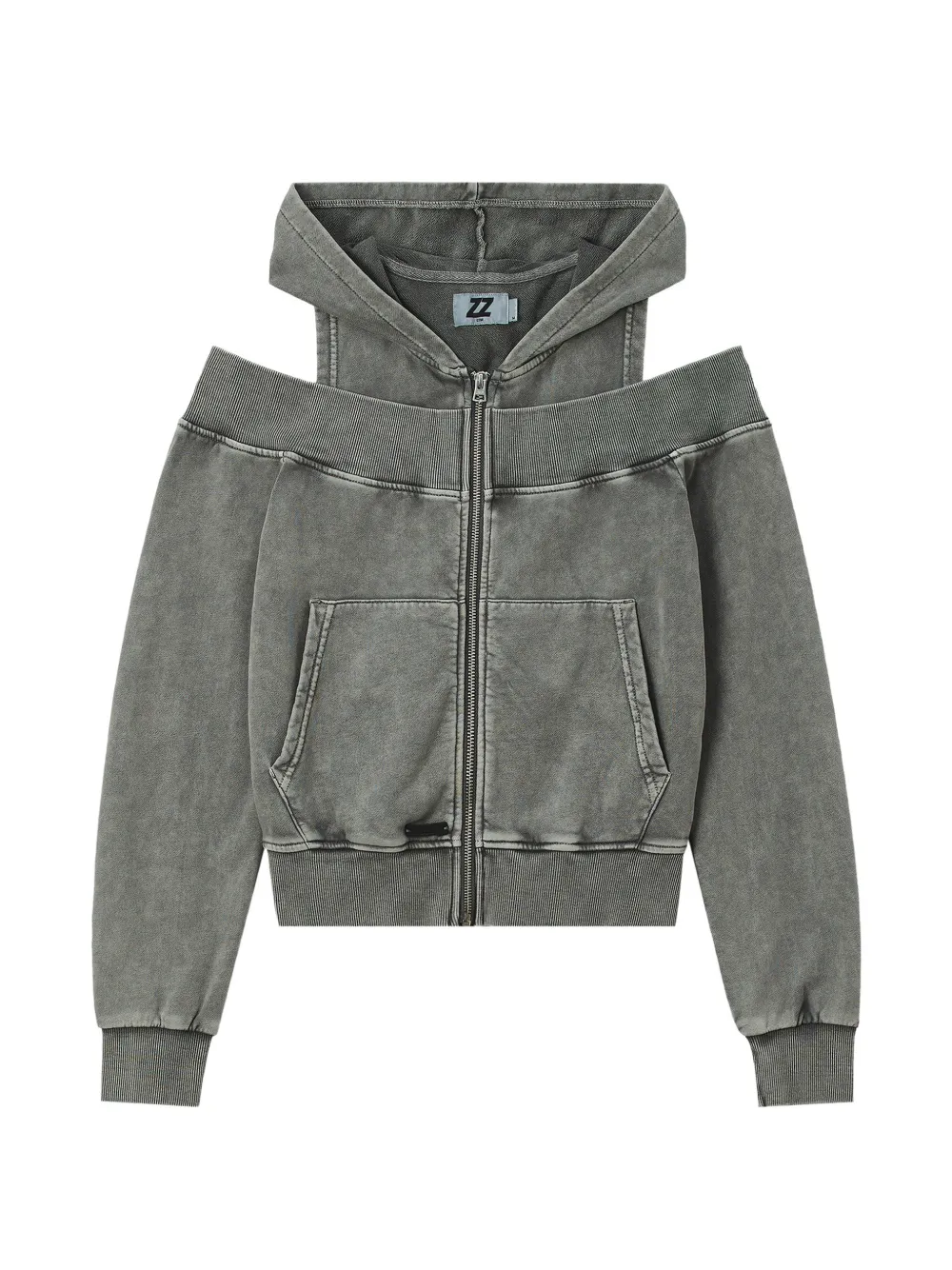 izzue cold-shoulder zip-up hoodie - Grau