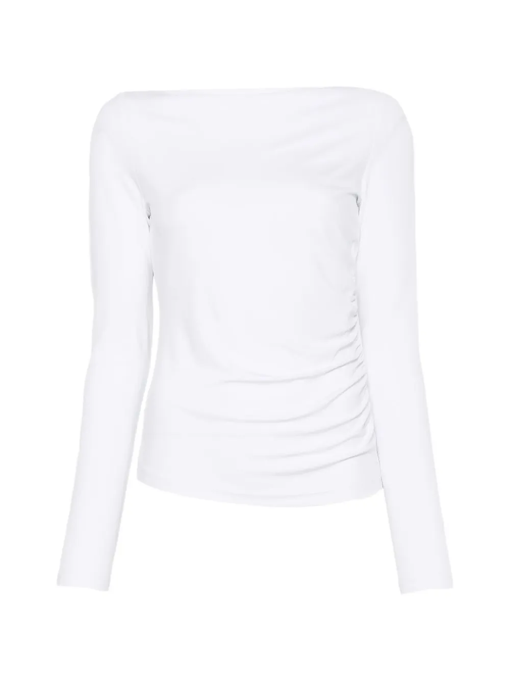 Max Mara Ruched Boat-neck Top In 화이트