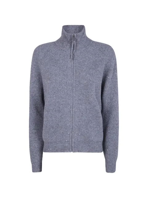 Seventy sequin-embellished ribbed cardigan
