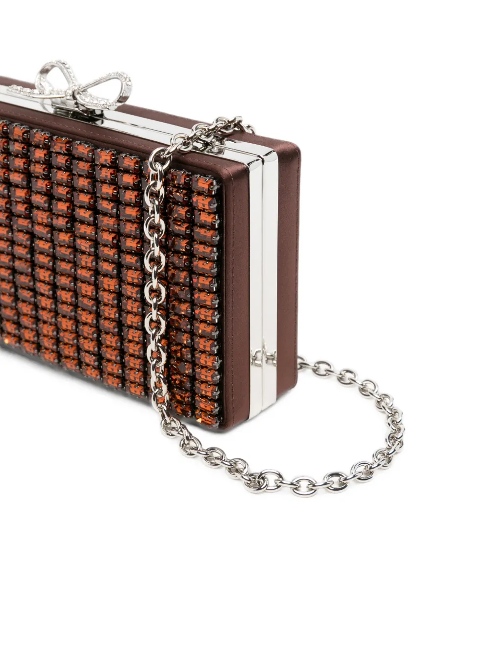 Self-Portrait Mailclutch verfraaid met kristallen en striksluiting Bruin