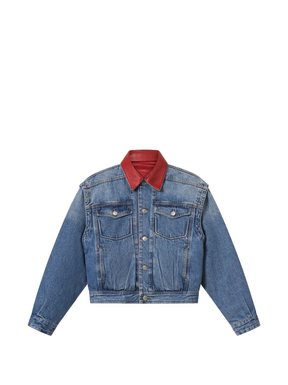 ISABEL MARANT Devyn denim jacket with leather collar