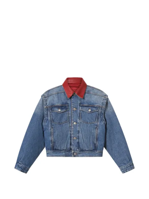 ISABEL MARANT Devyn denim jacket with leather collar