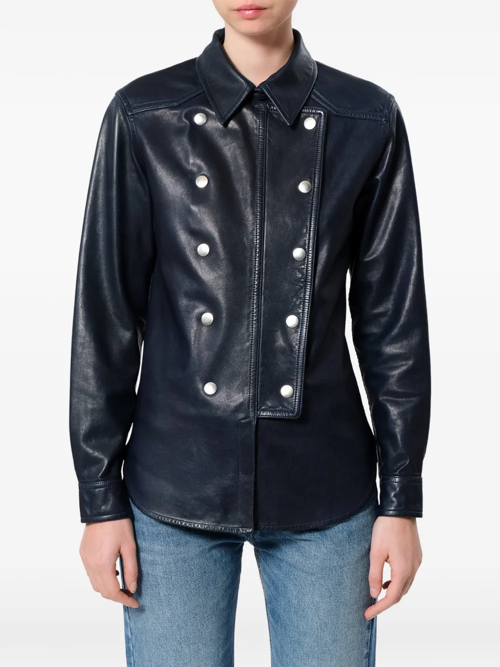 ISABEL MARANT Valdy leren blouse Blauw