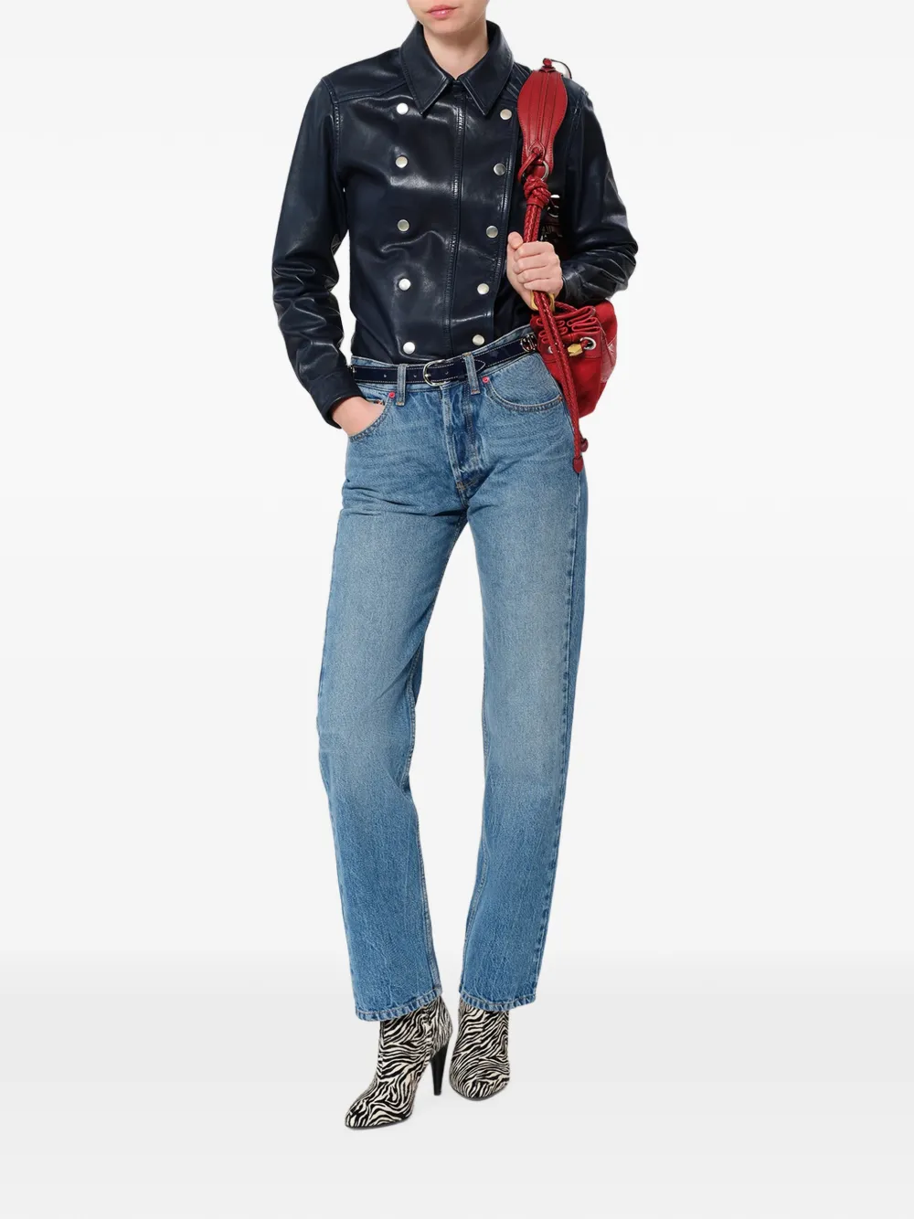 ISABEL MARANT Valdy leren blouse Blauw