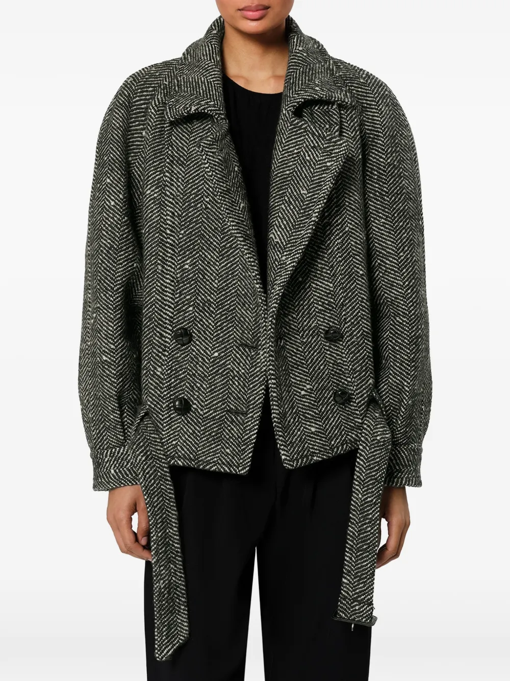 ISABEL MARANT Elvane chevron wool jacket Zwart