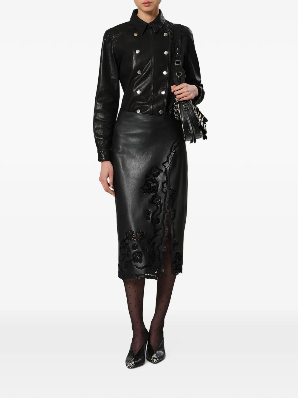 ISABEL MARANT Fulsa cut-out leather midi skirt