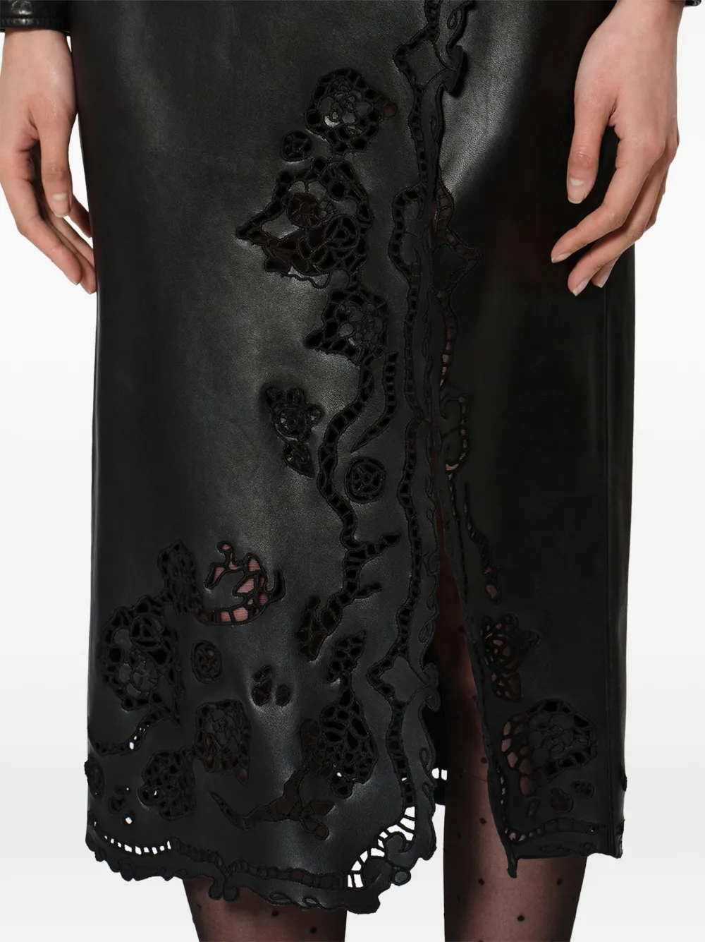 ISABEL MARANT Fulsa leren midi-rok met uitgesneden details Zwart