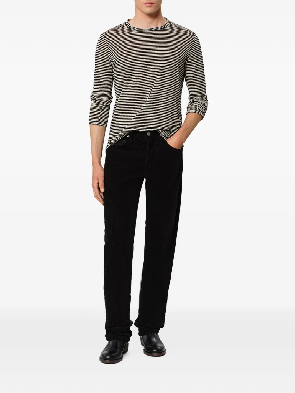 MARANT Jude broek met ribfluwelen vlakken Zwart