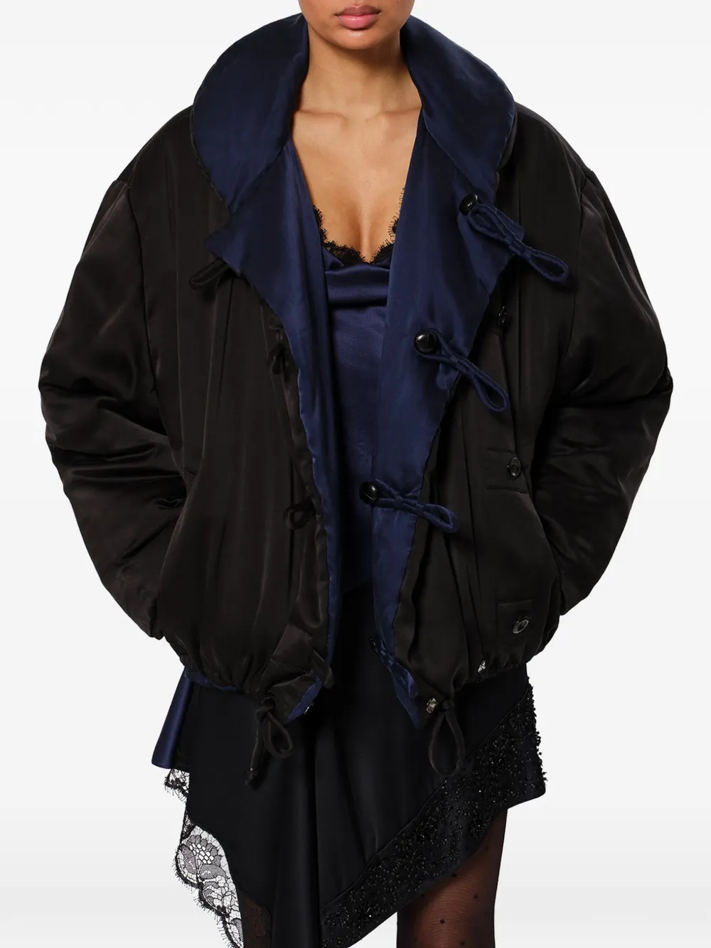 ISABEL MARANT Bleza zijde-satijnen donsjack Blauw