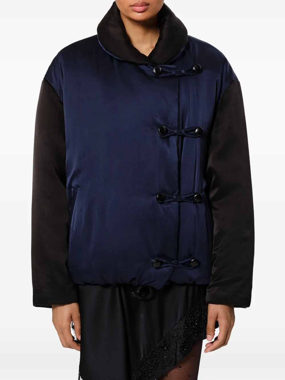 ISABEL MARANT Bleza zijde-satijnen donsjack Blauw