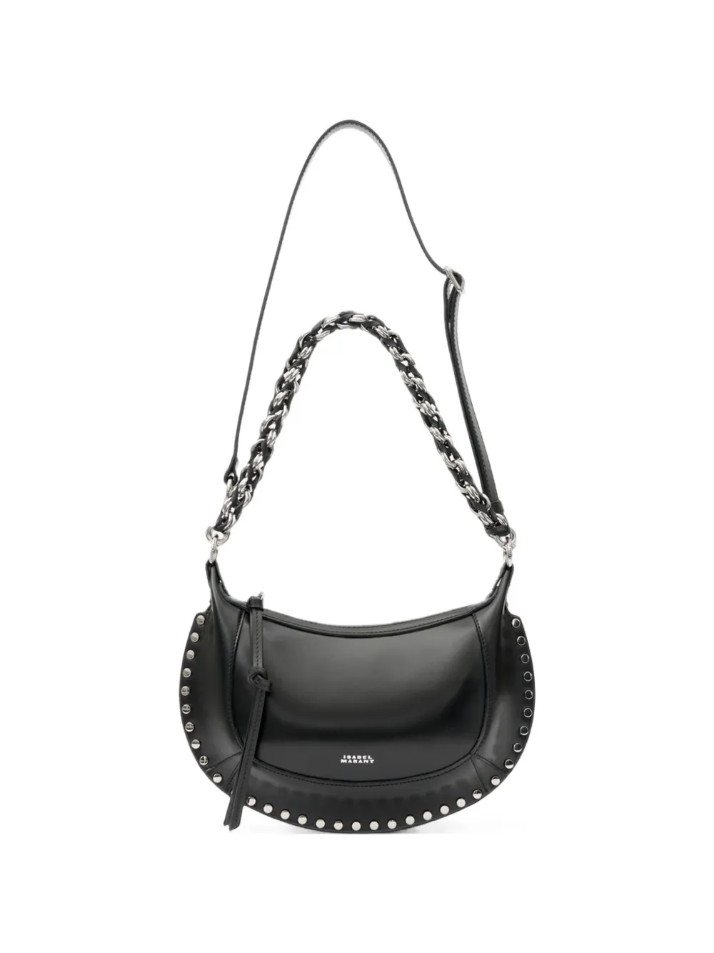 ISABEL MARANT Borsa a spalla Oskan Moon in pelle con borchie - Nero
