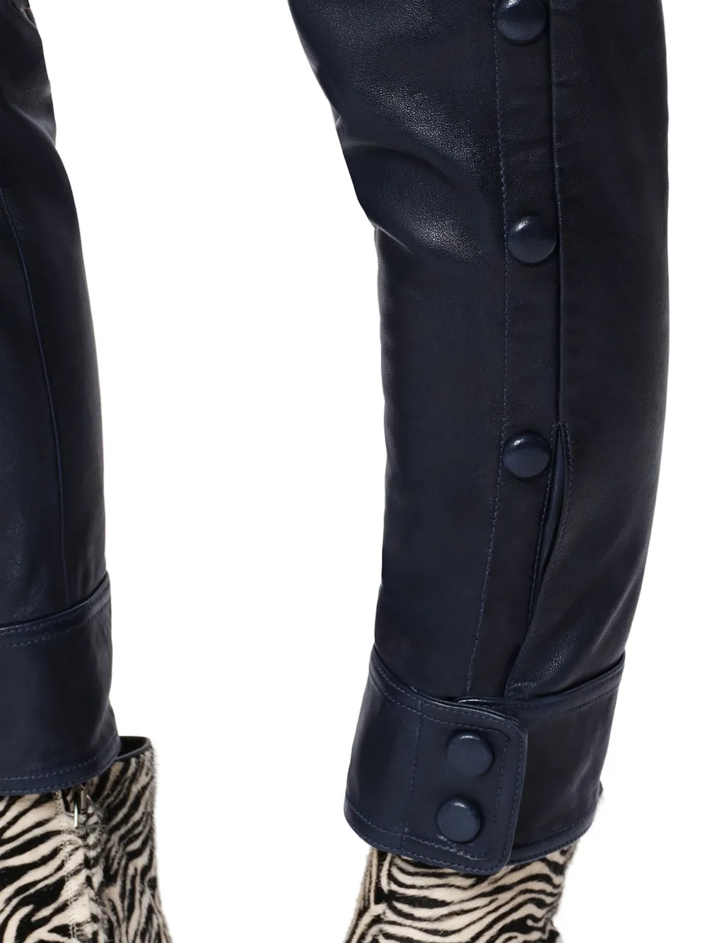 ISABEL MARANT Rolinda leren broek met knoopdetail Blauw